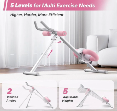 MERACH Adjustable Ab Trainer Foldable Machine for Abs Workout at Home Gym - White